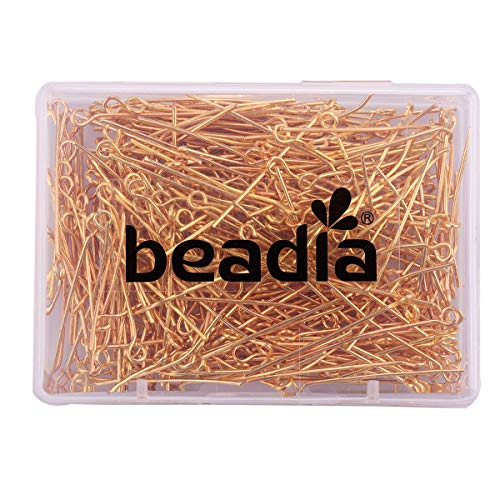 BEADIA Open Eye Pins Gold Head Pins for DIY Jewelry Making 30mm 300pcs - color: Gold, size: 30mm