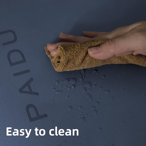 PAIDU Yoga Mat Non Slip Anti-tear,extra thick-2/5 inch(10MM)High Resiliency Professional POE Yoga Mats for Women Men Kids,72"x24"inch,Workout, Yoga, Pilates and Floor Exercise, with Carrier Strap - color: Navy blue & Black