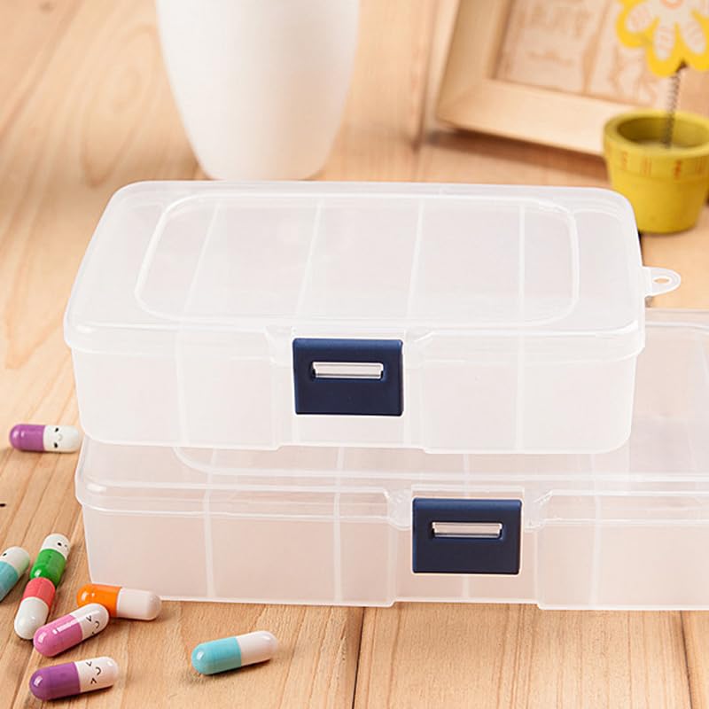 2 Pack Transparent Plastic Bead Organizers (5 Grids),Craft Organizers and Storage Beads Organizer, Art DIY, Crafts Jewelry Storage, Fishing Tackles, Size 5.51 x 3.54 x 1.38 in - size: 5 Grids