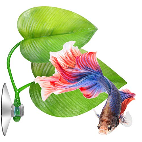 Boao 4 Pcs Betta Fish Bed Leaf Hammock Fish Tank Accessories,Double Leaf - style: Double Leaf