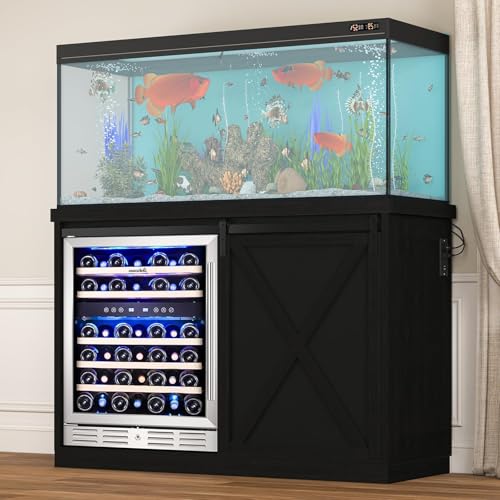 JassmiPkwy Coffee Bar Cabinet with Fridge Space, Wine Cabinet with Rack, Power Outlet for Dining Room Living Room, Black - color: Black