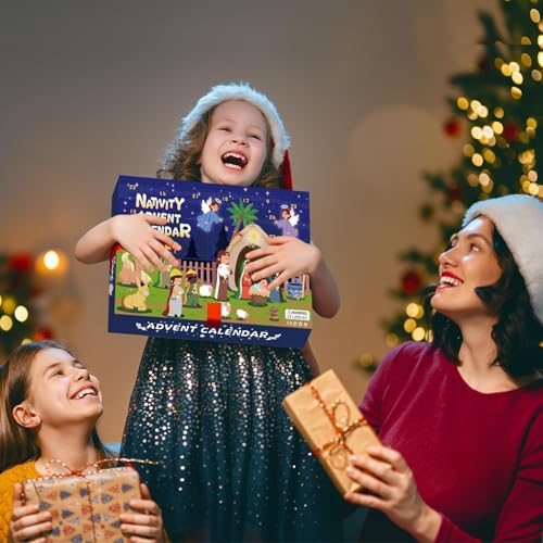 Nativity Advent Calendar 2026-24 Days of Nativity Scene Christmas Countdown Calendar Christian Religious Gifts for Kids Adult Women Men - color: Light Green