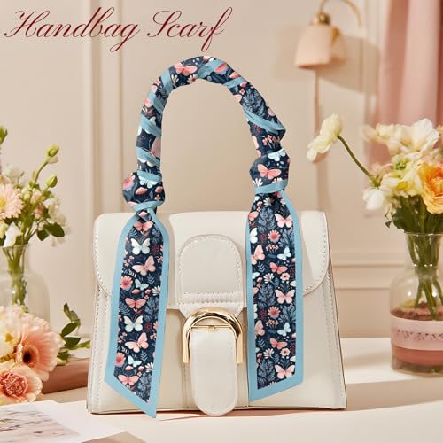 Head Hair Scarf Neck Silk Feeling Scarves Long Thin Satin Fashion Handbag Cute Decoration Women Girls 59 * 6.7'' - color: O-9-butterfly Flower