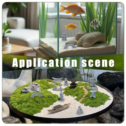 NBEADS 7 Pcs 6 Styles Mini Zen Garden Accessories, Garden Decor Micro Landscape Fish Tank Lion Lighthouse Tower Bridge Figurines for Landscape Balcony Garden Fish Tank Decoration