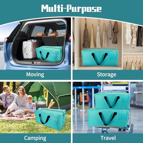 6-Pack Moving Bags,Heavy Duty Large Storage Bags with Zippers & Backpack Straps,Space Saver Bags are Packing Supplies for Moving & Travel,Alternative to Moving Boxes(BLUE) - color: BLUE