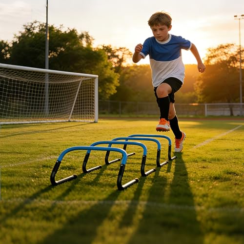 Agility Ladder, Soccer Football Training Equipment Set - 20ft Speed Ladder, 4 Hurdles,Parachute, 12 Cones & Jump Rope | Agility & Speed Training for Kids Youth Adults,Basketball & Football Accessories - color: Blue