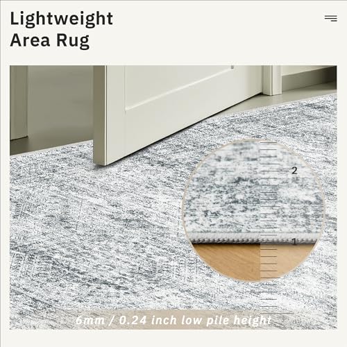 Soalmost Washable Area Rug 8x10 Large Soft Grey Rugs for Living Room - color: Grey, size: 8' x 10' (Rectangular)