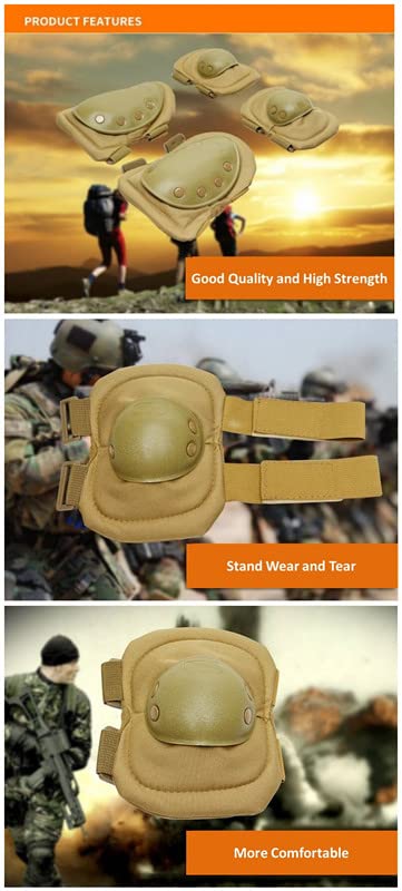 Knee Pad Elbow Pad Set Airsoft Knee Elbow Protective Pads Combat Paintball Skate Outdoor Sports Tactical Safety Guard Gear (Black-Set of 4, M-for Adult) - style: Black, Set of 4