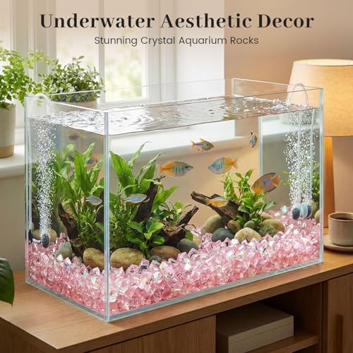 DomeStar 550 PCS Small Iridescent Fake Ice Rocks, Pink Acrylic Crystals | Gems for Vases Fillers, Table Scatter, Tables Centerpieces, Wedding Centerpieces, Fish Tank Craft Supplies (0.4 * 0.6) - color: Bright Pink