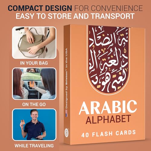 Briston Arabic Alphabet Flash Cards with Audio – 40 Durable Water-Resistant Cards with Transliteration, Pronunciation Guide & Learning Chart – Learn to Read and Write Letters for Kids, Students Adults : Toys & Games