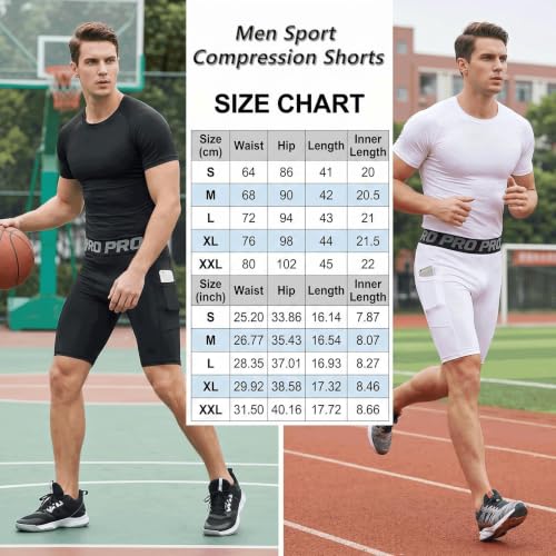 LANBAOSI Mens Compression Shorts with Phone Pocket Running Gym Yoga Athletic Tights Baselayer Summer Cool Dry Underwear Pack - color: Black*3, size: Large