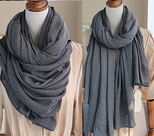 woogwin Women's Scarf Lady Light Soft Fashion Solid Shawl Wraps - color: Darkgrey
