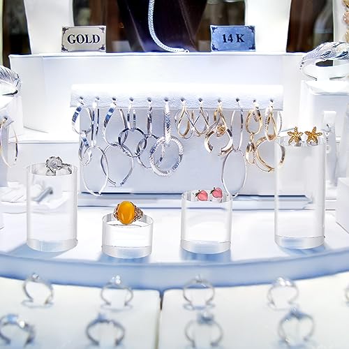 BENECREAT 5Pcs Clear Acrylic Display Block 1/1.6/2.4/3.2/4 Inch Round Cylinder Solid Display Pedestal Stand for Jewelry Gem Display Pop Figures Cosmetic Showing - color: Clear Round