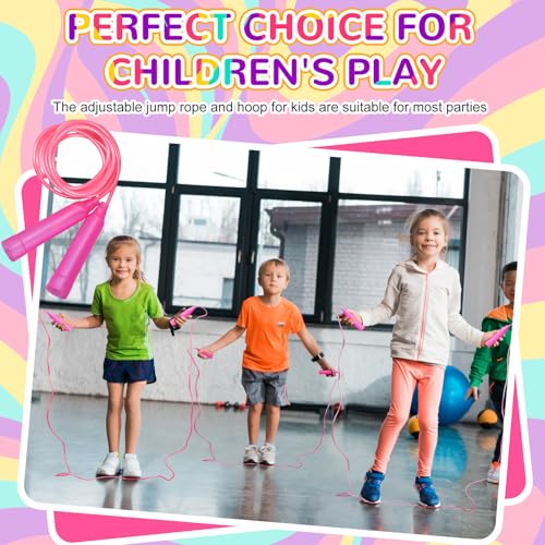 Poen 2 Pcs Detachable Hoop and Jump Rope Set Include 7.3 Ft Skipping Rope and 23 Inch Adjustable Exercise Hoop Gymnastic Fitness Exercise Gift Equipment - color: Rose Pink