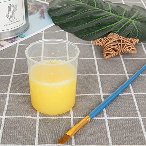 100 Pcs 100mL Plastic Graduated Beakers for Epoxy Resin | Raised 20mL Markings and Tapered Pour Spouts with Reusable Clear Plastic for Resin, Paint, Food, and Lab Use - size: 100ML