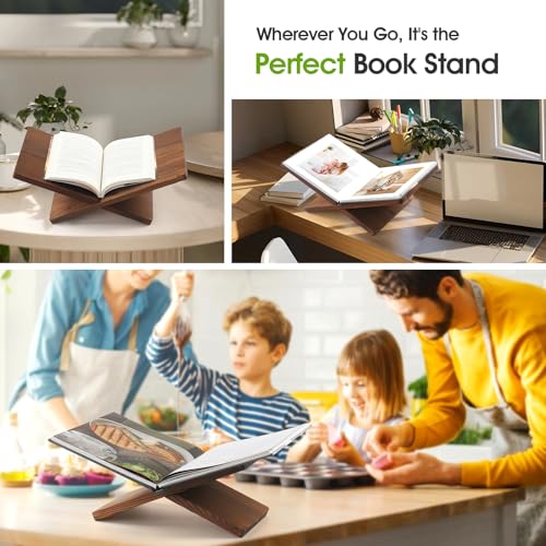 Solid Wood Book Holder for Open and Closed Books, Magazines, Textbooks