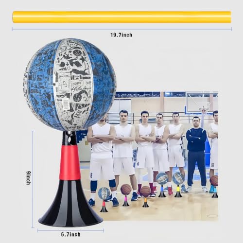 Basketball Training Cones and Agility Poles Set | 8pcs Cones with Anti-Slip Silicone Sleeve & 8pcs 19.7" Poles, for Basketball & Soccer Dribbling Training & Agility Training - color: Red