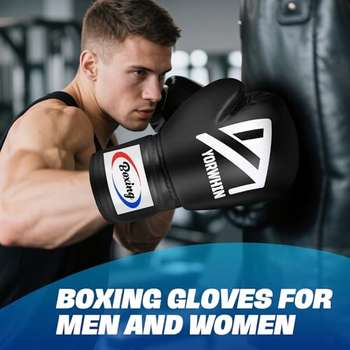 Boxing Gloves for Men Women, Training Sparring Boxing Gloves, Heavy Punching Bag Workout Gloves for Boxing Kickboxing Muay Thai Mixed Martial Arts MMA Training - color: Black