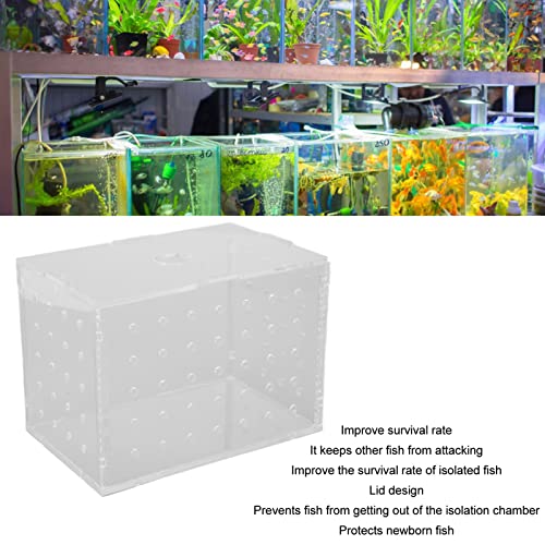 Fish Breeder Box, Aquarium Fish Breeding Box with Suction Cups, High Transparency Acrylic Hatchery Incubator Tank for Baby Fish Shrimp Clownfish Isolation and Rearing (11 * 7 * 8CM) - size: 11*7*8CM