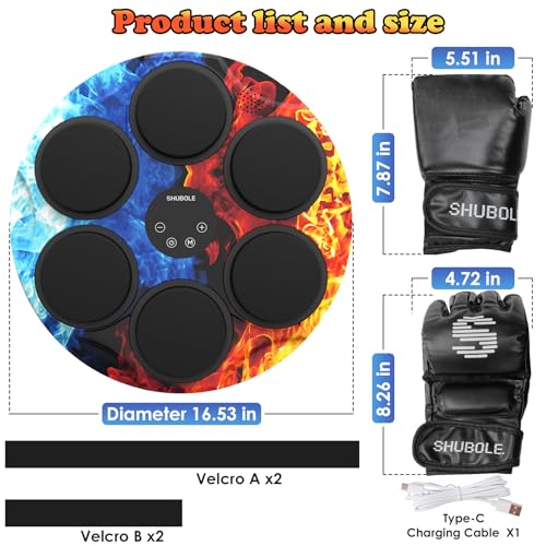 Music Boxing Machine with Gloves - Wall Mounted Punching Trainer for Adults & Kids, 9-Speed Punch Game, Wall Boxing Punching pad, 2025 Upgrade Gifts for Boys Age 6+ - style: Ice-Fire