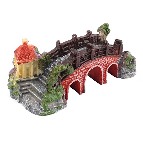 Ruilogod Resin Aquarium Fishbowl 3 Holes Arch Bridge Shaped Emulational Ornament Landscape Colorful (id: 809 401 543 f50 6c2