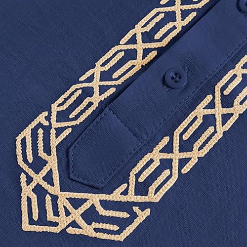 Men Islamic Caftan Thobe Big and Tall Breathable Prayer Clothes Saudi Arabic for Eid Home Casual Wear - color: Bu2, size: Small