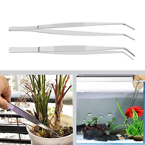 6.3" Stainless Steel Tweezers, Curved Pointed, 3/64" Thick | Serrated Tip, Perfectly Aligned, Multipurpose Daily Garden Home Lab Craft Repairing Tool