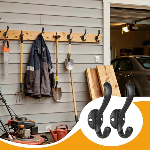 10 Pack Coat Hooks Wall Mount Heavy Duty Utility Retro Double Hooks for Hanging Coats,Hat, Towel, Key, Robe, Scarf, Bag, Cap (Black) - color: 10 Pack-Black