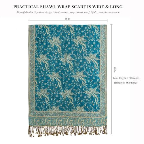 TUSHUSTY Pashmina Feel Shawls Wraps Rave Scarf for Women Soft Silky Reversible Men Scarves Hijab - color: Blue