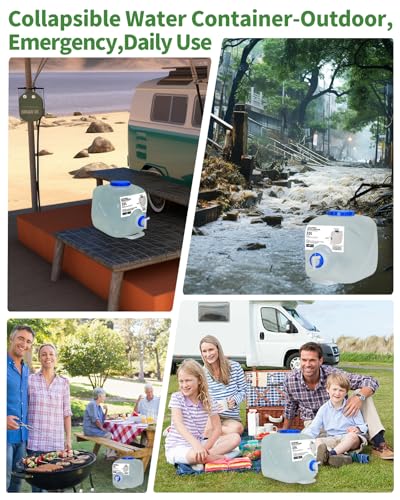 2 Pack 5.3 Gallon Collapsible Water Container Camping Water Container with Spigot,Portable Collapsible Water Jug Water Storage Containers for Outdoors Traveling Emergency,1 Extra Spigot Provided