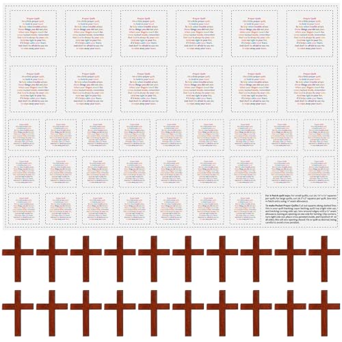 Ceenna Pocket Prayer Quilt Panel Squares with Small Wooden Crosses Mini Scripture Pocket Prayer Quilt Religious Spiritual Gift for Friend Family Easter Reward Gifts Easter Basket Stuffers(Classic) - style: Classic