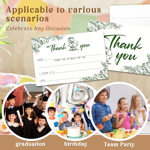 Kids Thank You Cards with Envelopes, Dinosaur Theme Fill in the Blank Thank You Notes for Kids, Toddler Stationery Set, Ideal for Birthday Party, Graduation & School Gag Gifts - B01 - color: Dinosaur Style