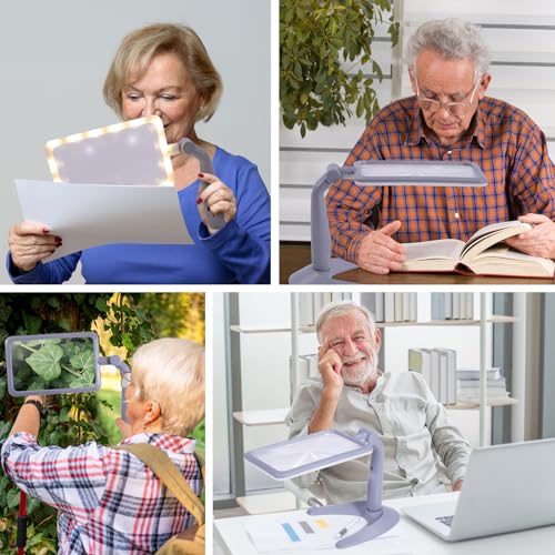 2.5X Magnifying Glass with Light and Stand, Full-Page Desktop Handheld Magnifying Glass with 48 Light for Reading Books Close Work, Powered by USB or Battery - style: 2.5X
