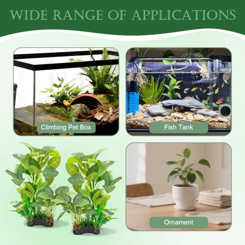 Silk Aquarium Plants 9.8in 2-Pack | Soft fish-safe durable fade-resistant for fresh/salt weighted base flexible - color: Green