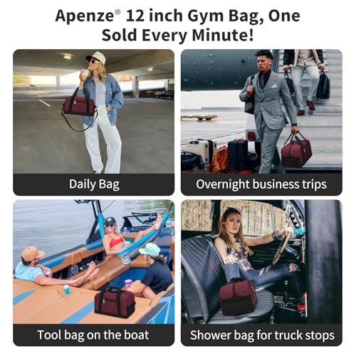 Small Gym Bag Carry On Bag - 12 in Mini Duffle Bag Lightweight for Overnight Travel - Wine Red - color: Wine Red, size: 12inch