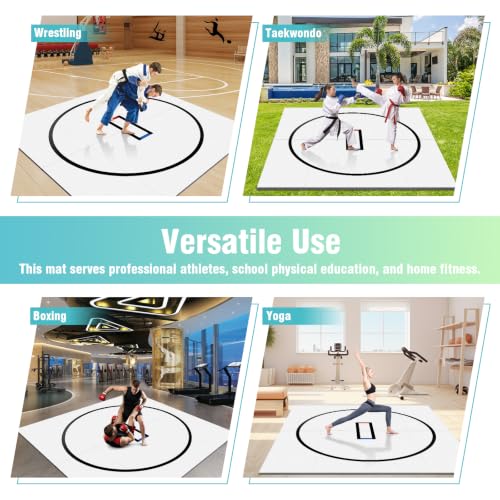 10' x 10' Wrestling Mat for Home, 1.2" Thick Foldable BJJ Mats for Home Gym, Anti-Slip MMA Jiu Jitsu Mats, Grappling Mats for Martial Arts & Judo Practice (White)