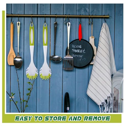 Hsei 20 Pcs Light Green Kitchen Scrub Dish Brush Bulk with 11 Inch Anti Slip Handle Cleaning Dish Scrubber with Stiff Bristles Washing Scrub Brushes for Housekeeping for Pots and Pans, Kitchen Sink - color: Greenyellow
