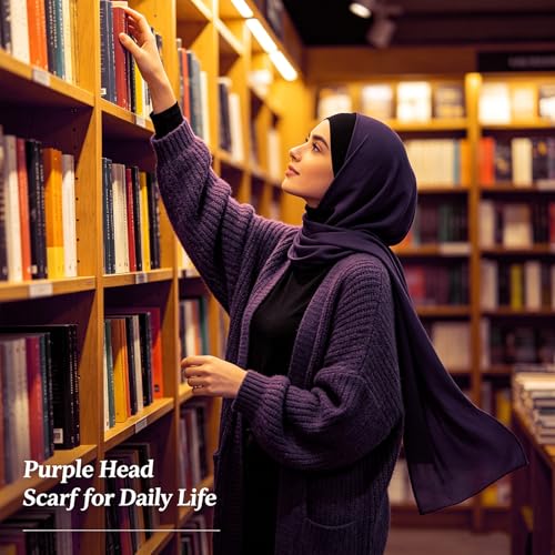 Hijab Scarf for Women, 3PCS Set with Undercap and Hijab Clip Lightweight Modal Muslim Head Wrap Scarf for Daily - color: Sy11-dark Purple Hijab+black Undercap