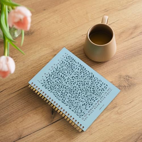 Likjad Christian Spiral Notebook Journal 5.5x8.3, Botanical Bible Scripture Journals for Writing, Religious Christian Gifts for Women, Bible Verse Hardcover Notebooks for Note Taking(Blue - color: Botanical Bible Three
