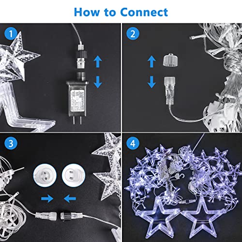 Blingstar Star Curtain Lights - 138 LED 12 Star Lights, 8.2ft Extendable, 8 Modes, Remote, Cool White - color: Cool White