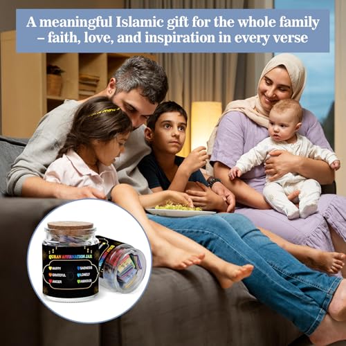 Quran Verses Jar,Islamic Gifts for Women Men Quran In English Translation,Islamic Decor,Muslim Gift,Ramadan Decorations for Home,Eid Gift,Quran Affirmation verses,Hope & Prayer Jar