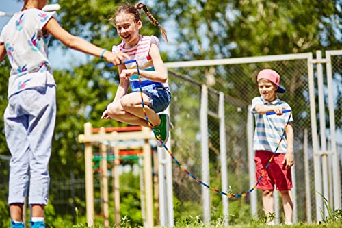 Double Dutch Jump Rope Long Jump Rope 16 FT 1 Pack/2 Pack, Adjustable Soft Beaded Diy Jump Rope for Kids Adult Long Enough for 5-6 Jumpers - color: Blue-1 Pack