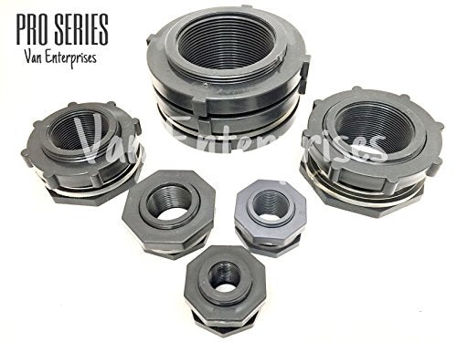 1.25" PRO Series PVC Bulkhead Fitting Adapter for Rain Barrels, Aquariums, Water Tanks, Ponds - size: 1.25 Inch