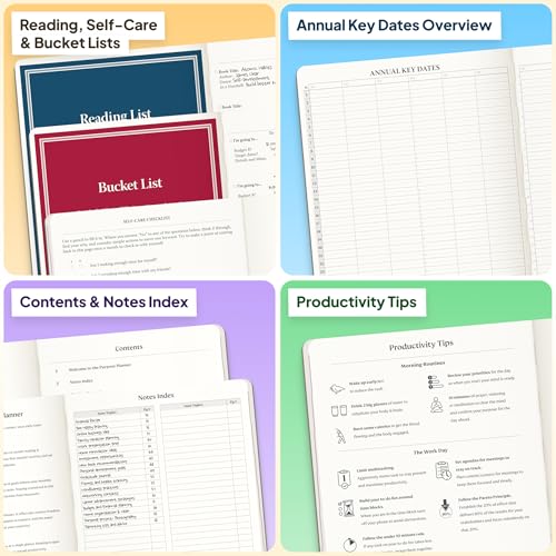 Roterunner Purpose Planner Notebook B5 7.5”x9.8” Undated 2026 Daily Weekly and Monthly Productivity Goal Setting Tool for Work Home ADHD Planner for Adults Self Care Journal - color: Pink