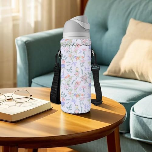 Neoprene Water Bottle Carrier Bag with Adjustable Shoulder Strap,Insulated Water Bottle Cover for Stainless Steel/Glass/Plastic Bottles - color: BC55, size: 500ml