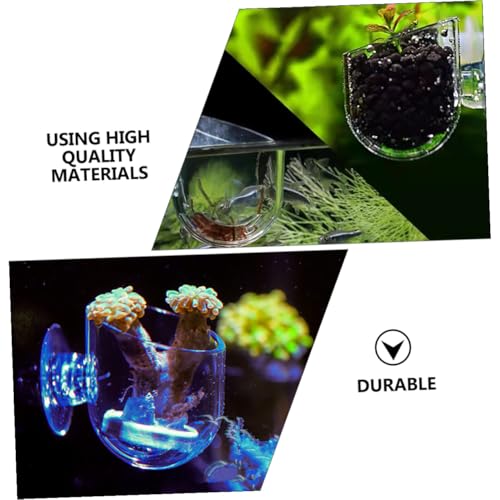 COHEALI 2pcs Acrylic Fish Feeder Cups with Suction for Aquarium Feeding, Portable Red Worm Bait Holder, Suitable for Fish Tanks, Shrimp, and Aquatic Pets