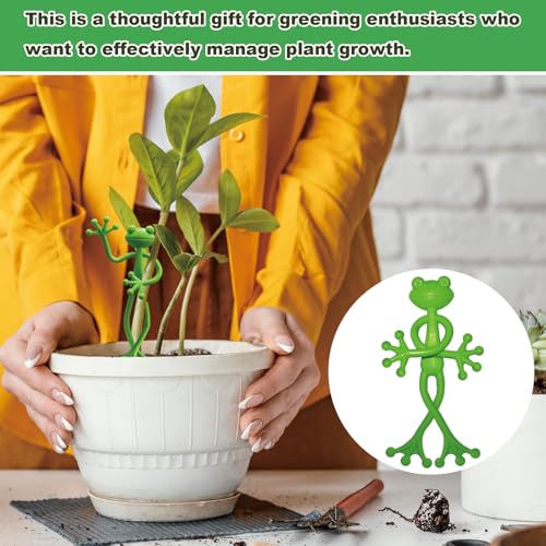 6 pcs Frog Plant Stand, Multipurpose Green Frog Plant Supports Steady Cartoon Plant Branches Tie Down, Frog Plant Holder for Potted Plants, Plant propagation buddy Cute Frog Flower Pot Hugger Plant Climbing Fixture Clips Perfect for Indoor Outdoor Garden