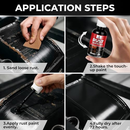 Rust Black Touch Up Paint, Multi Surface Acrylic Black Touch Up Paint Pen Scratch Repair for Rust Metal,Walls,Cabinets,Appliances,Wood,Door,Furniture,Enamel, High Temperature Heat Resistant, 1.5 Fl Oz - color: Black-GWX-7
