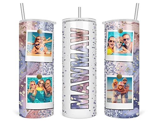 Mawmaw Tumbler With Pictures Personalized Skinny Tumbler - Gift For Mawmaw - Photo Tumbler Gift For Mother Grandmother - Mawmaw Gifts From Kids Grandkids - Mothers Day Gift - Custom Mawmaw Travel Mug