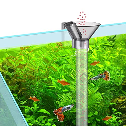 Shrimp Feeding Dish Set, Shrimp Feeder Tube Kit for Fish Tank(15" | Clear Durable, Simple Installation, Keep Water Clean, Shrimp Feeding Tube with Feeding Ring & Cleaning Brush